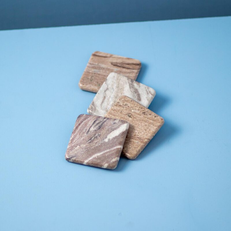 Waterfall Marble Square Coasters - Set of 4