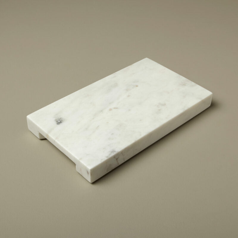 White Marble Thick Rectangular Board with Handle Grooves