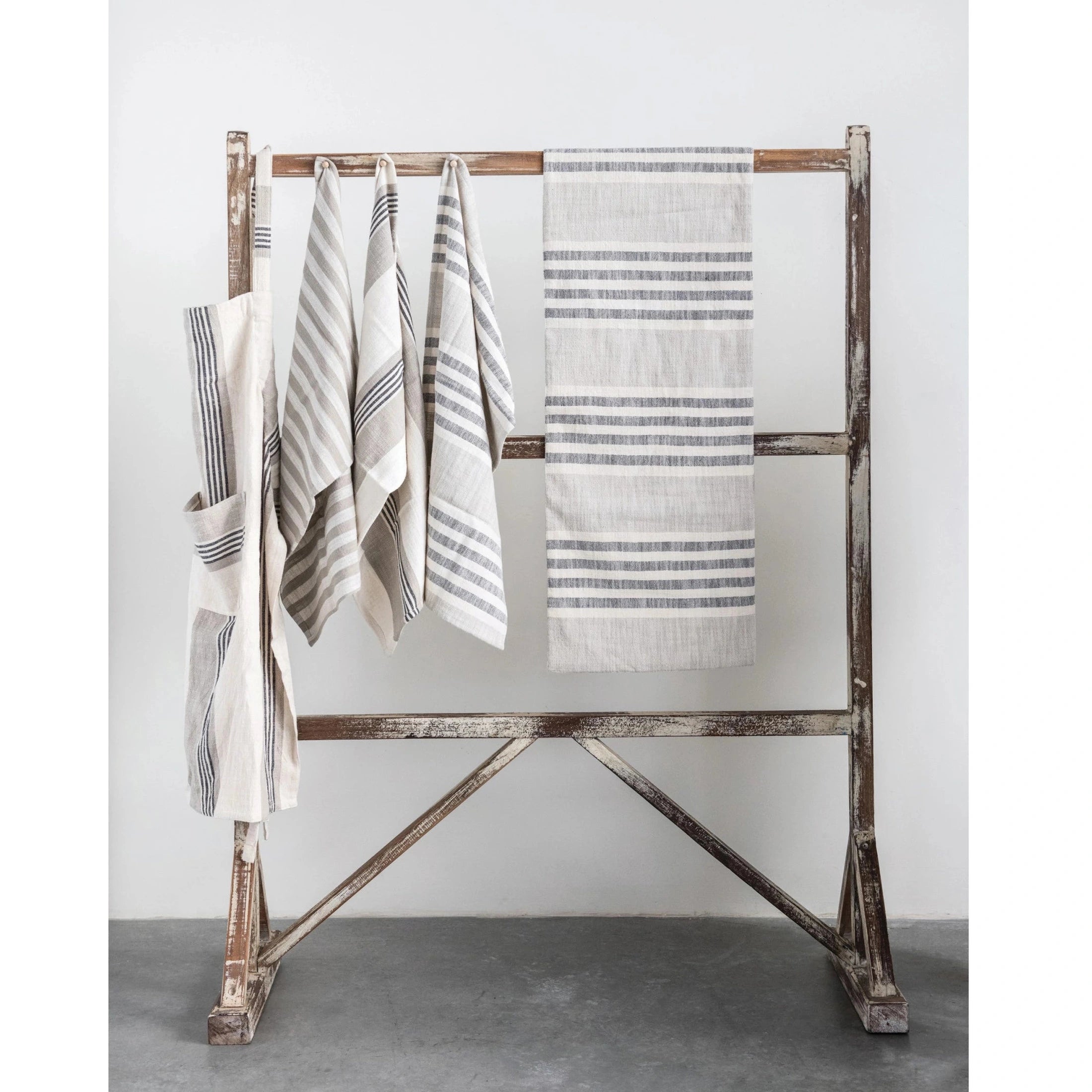 Woven Cotton Striped Tea Towels - Set of 3