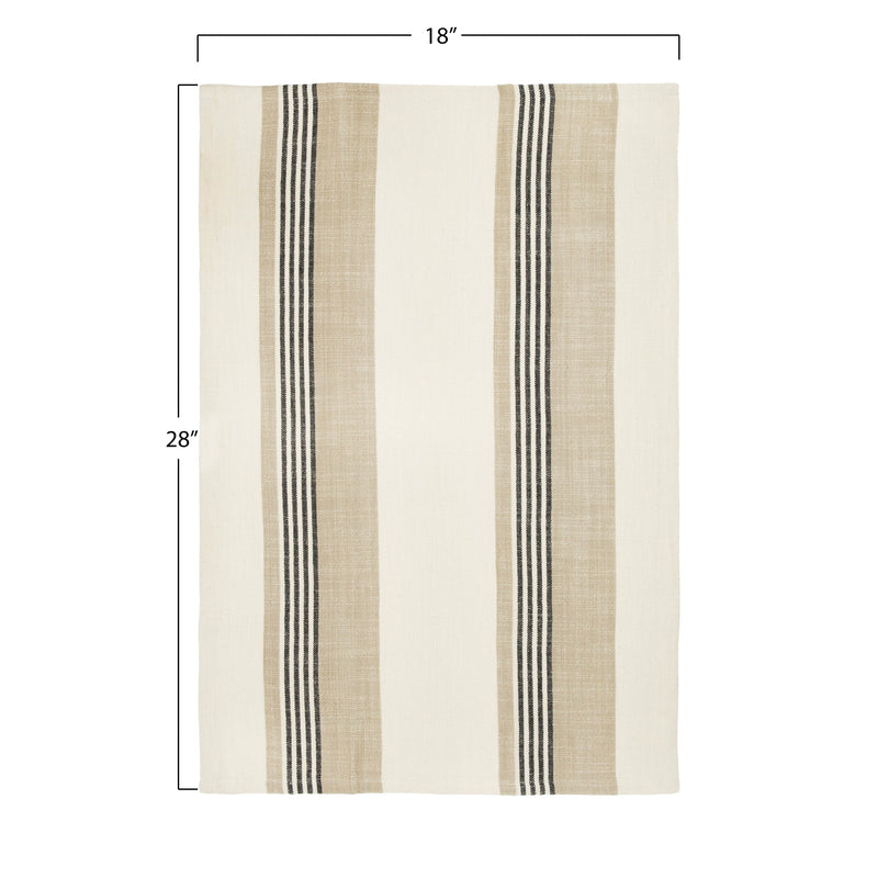 Woven Cotton Striped Tea Towels - Set of 3
