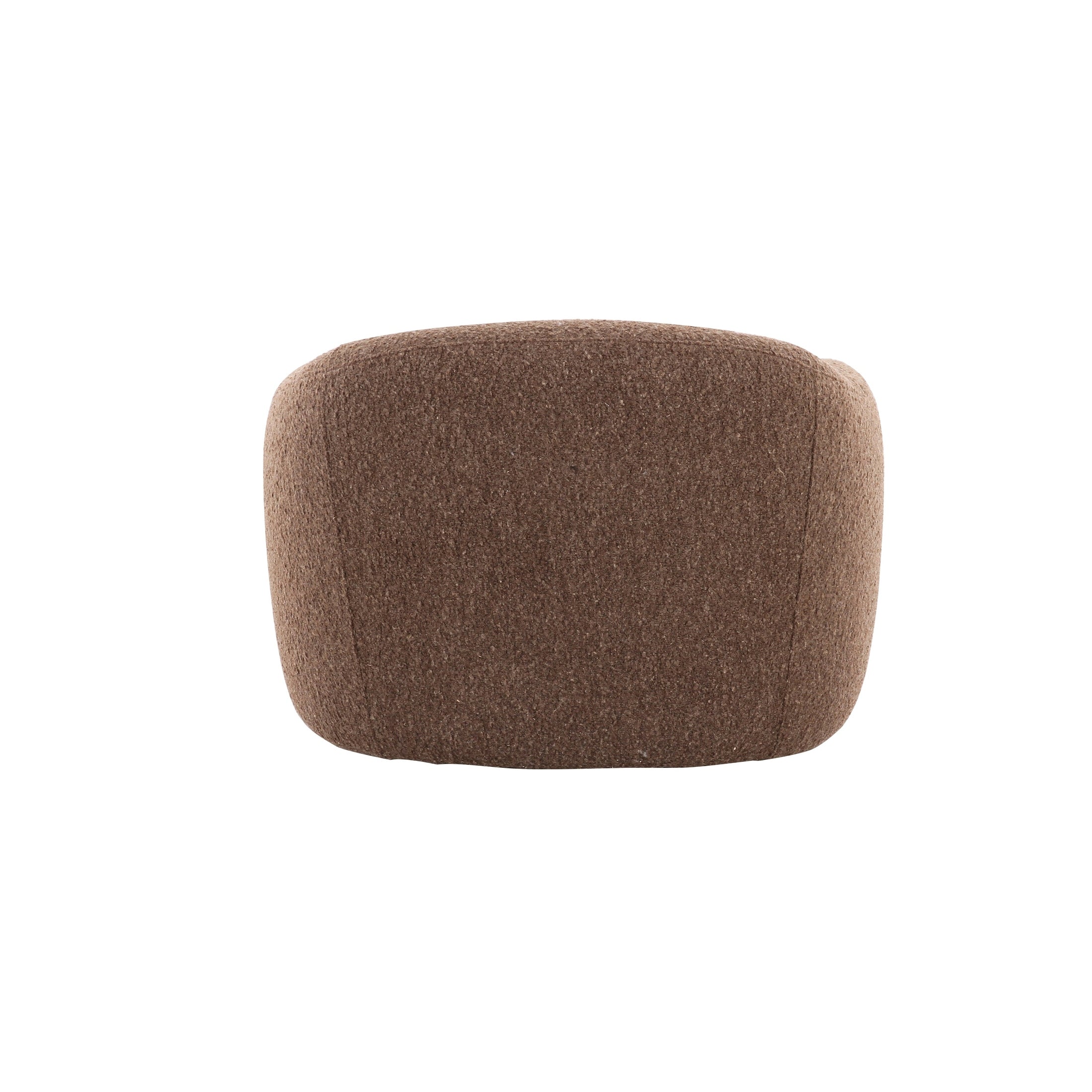 Three-quarter perspective of the coffee brown Holmvik chair highlighting the thick sculptural legs and deep plush seat