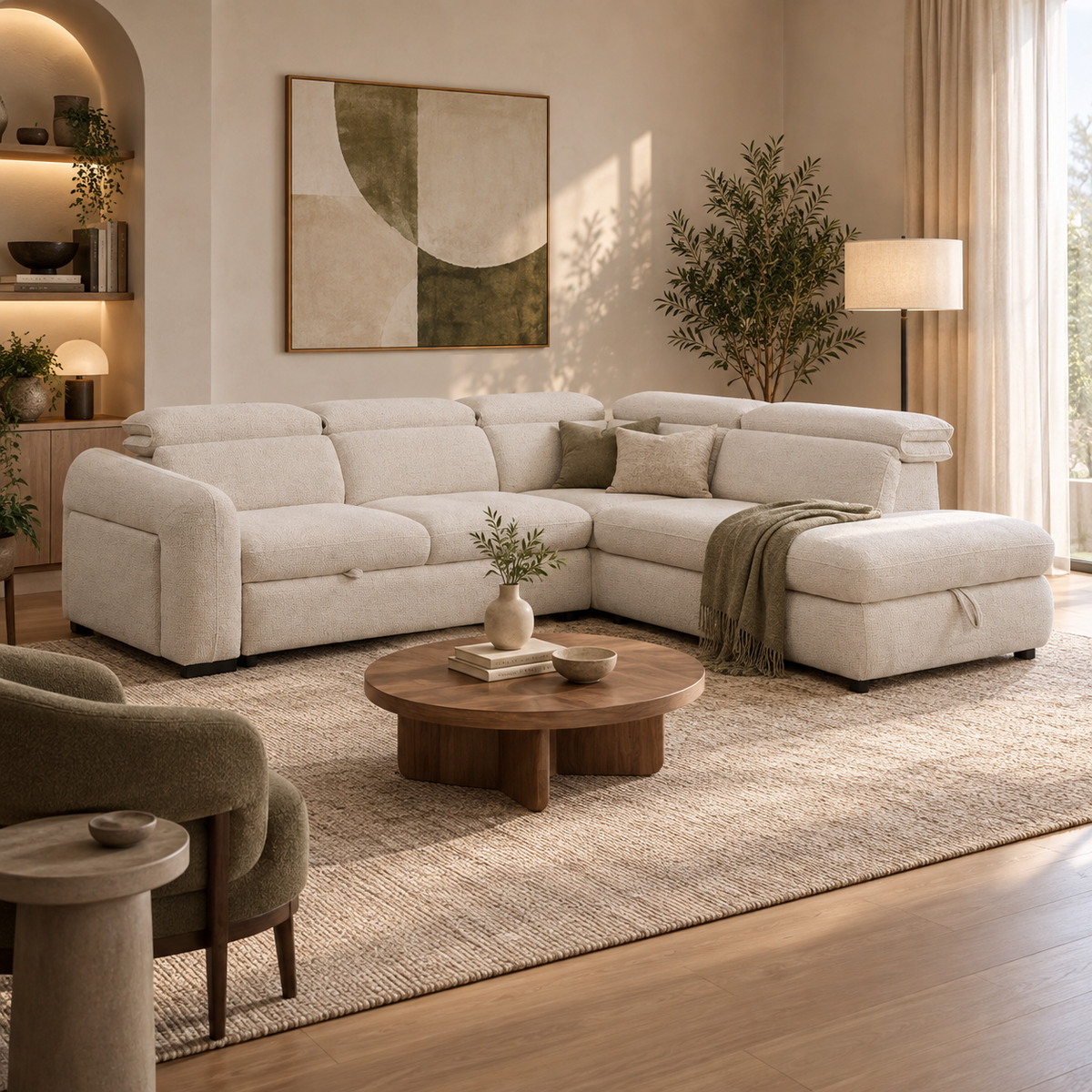Zena Pull-Out Sleeper Sectional with Chaise-thumbmail-2