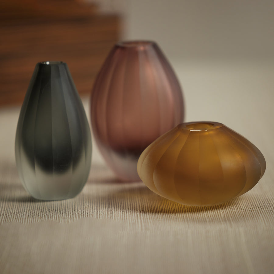 Milano Cut & Frosted Vase - Amber-thumbmail-3