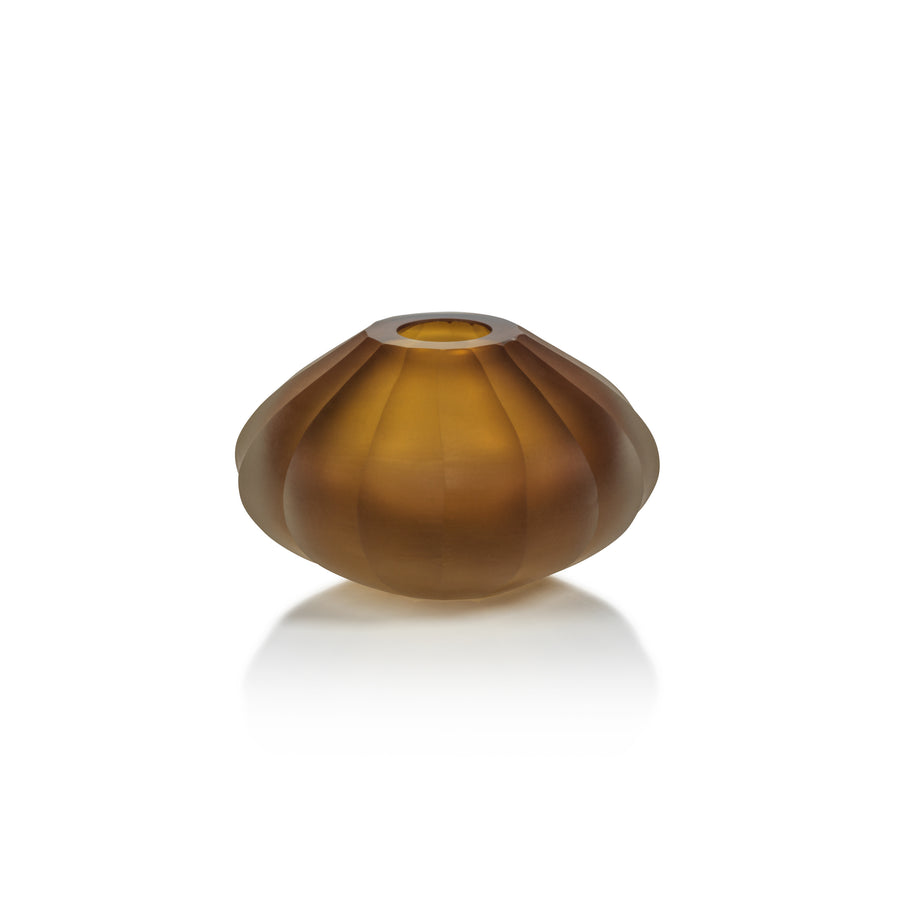 Milano Cut & Frosted Vase - Amber-thumbmail-1