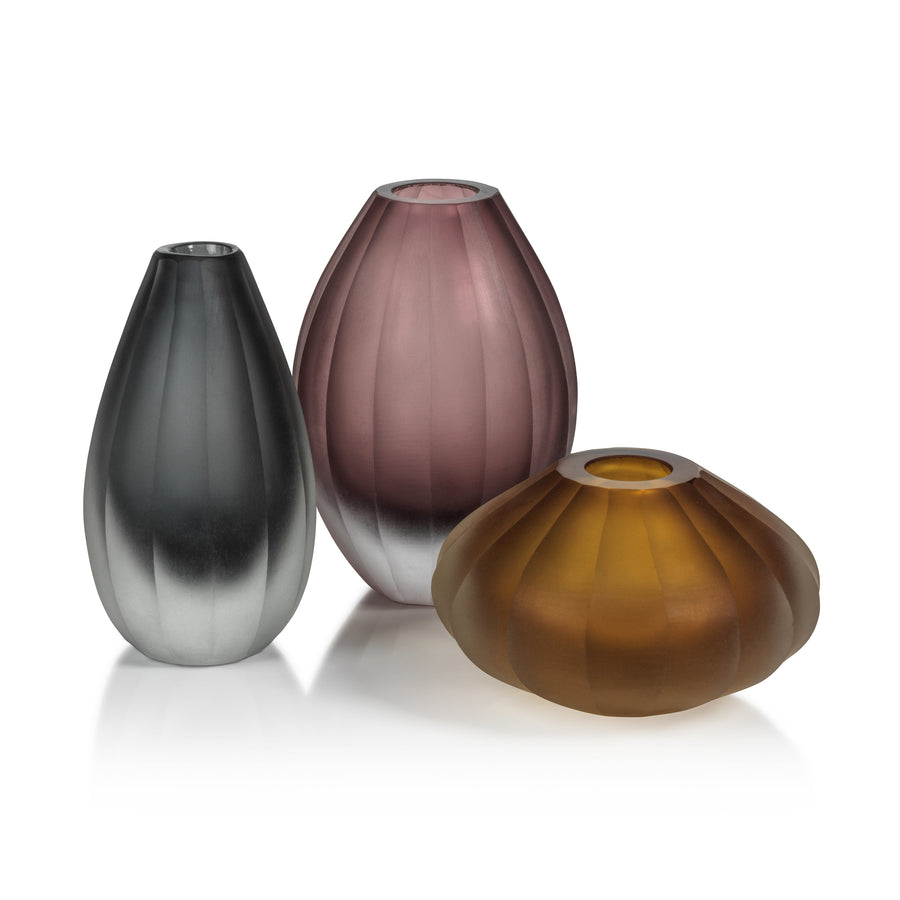 Milano Cut & Frosted Vase - Amber-thumbmail-2
