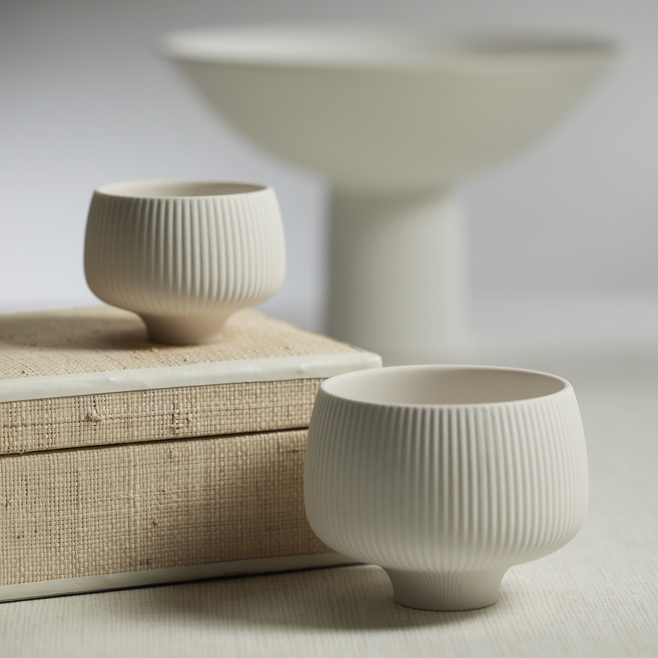 Ridged Condiment Bowl - Matt White-thumbmail-3