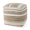 Three-quarter perspective highlighting the dense tactile weave and soft structured square silhouette of the Aahana pouf