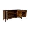 Perspective view of the open cabinet interior showcasing the depth of the storage compartments and high-quality wood finish