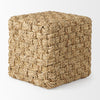 Clean studio shot highlighting the organic medium brown tones and sturdy cube design of the seagrass pouf
