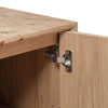 Macro shot focusing on the high-quality adjustable metal concealed hinges used for the seamless door operation