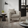 Adley accent chair in light fabric styled in a living room setting