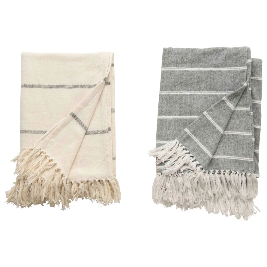 Striped Throw with Fringe