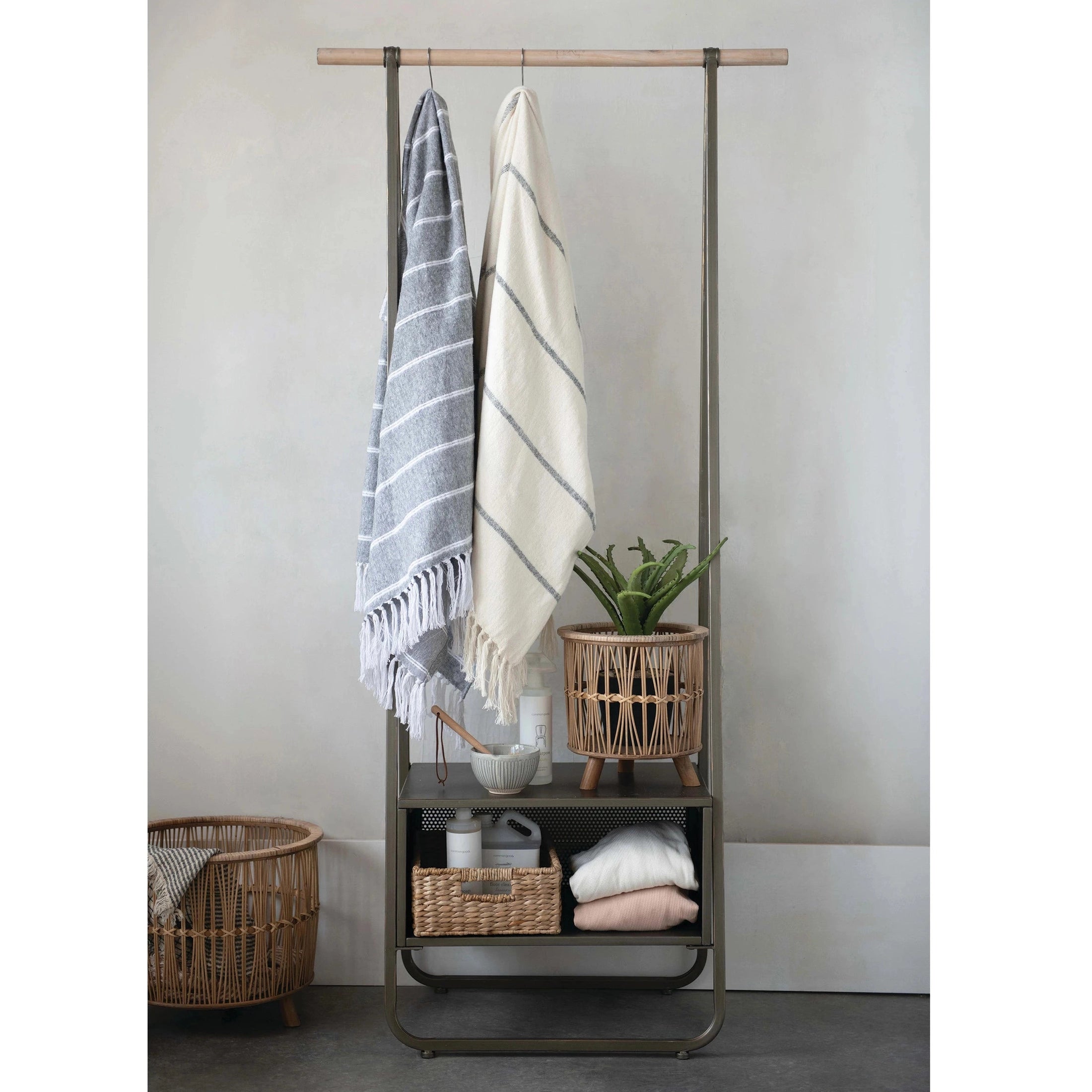 Striped Throw with Fringe