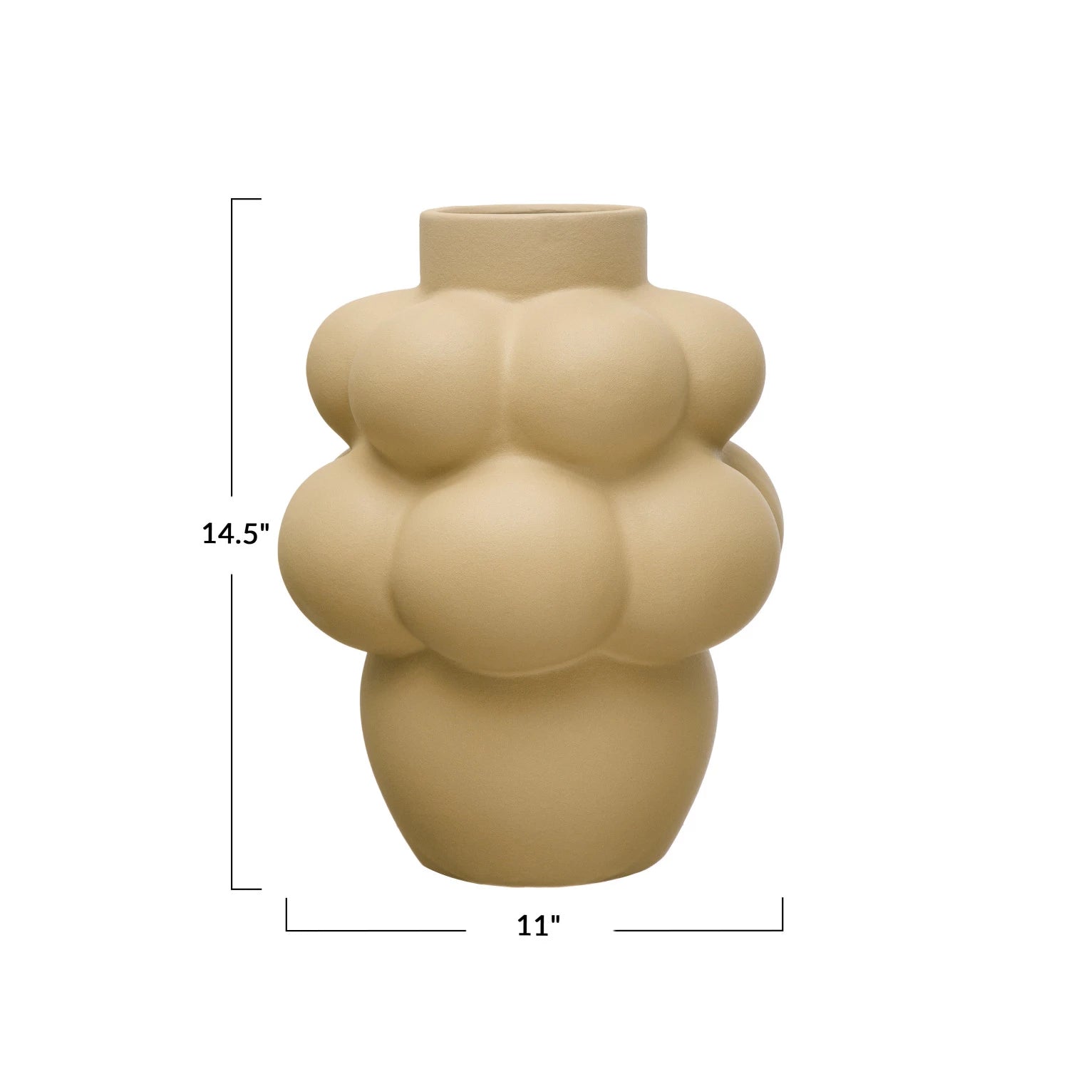 Stoneware Formed Vase, Sand Finish, Cream Color