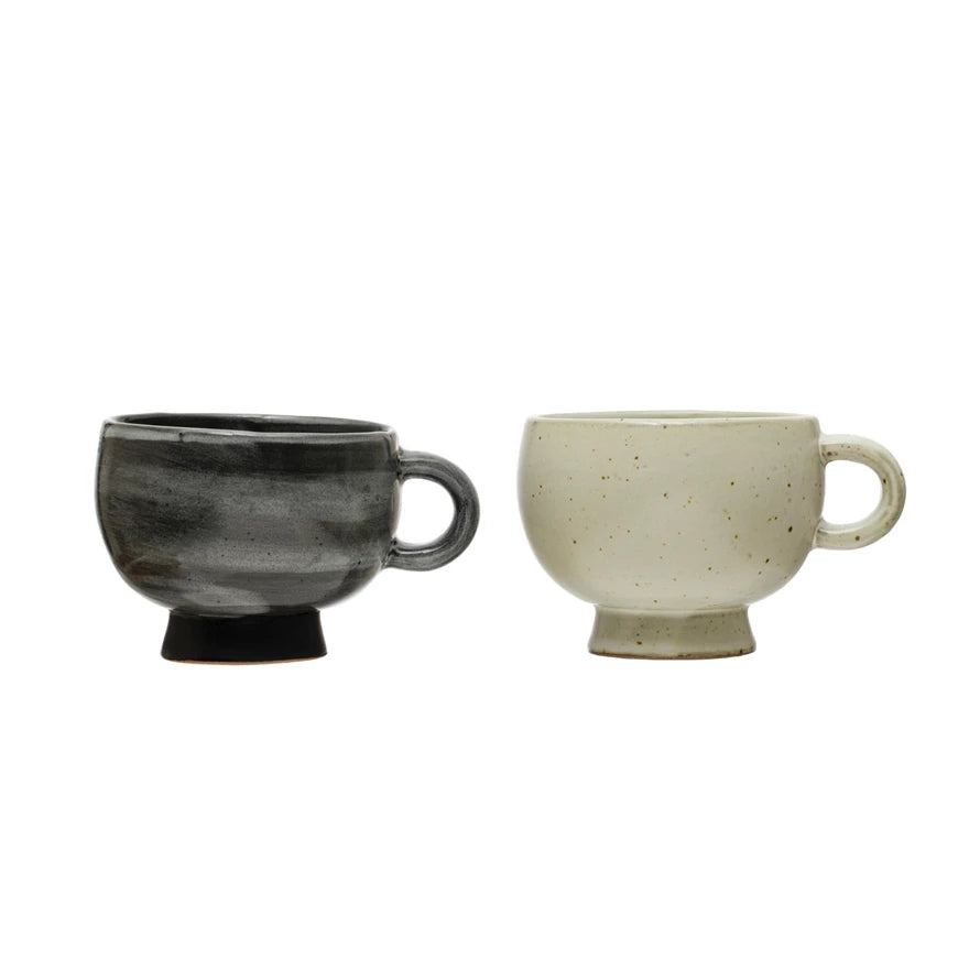 10 oz. Stoneware Footed Mug, Reactive Glaze