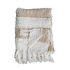 Woven Cotton Throw w/ Stripes & Fringe, Tan Color & Natural