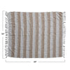 Woven Cotton Throw w/ Stripes & Fringe, Tan Color & Natural