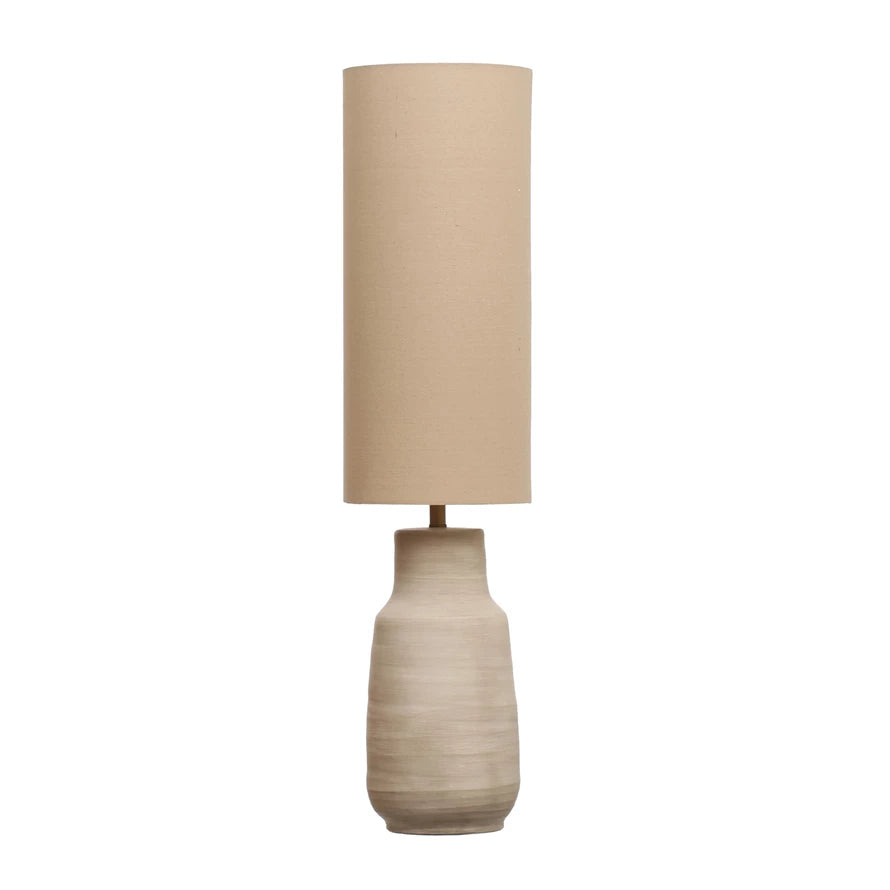 Ceramic Floor Lamp w/ Linen Shade & Inline Switch