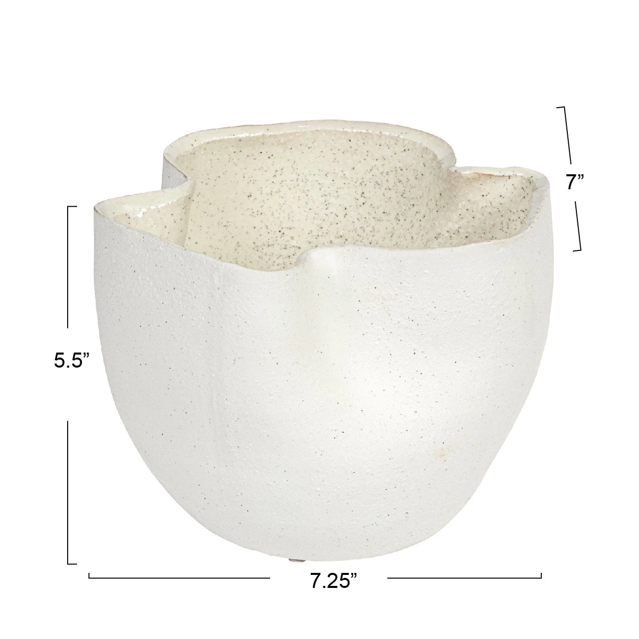 Stoneware Ruffled Planter, Reactive Glaze