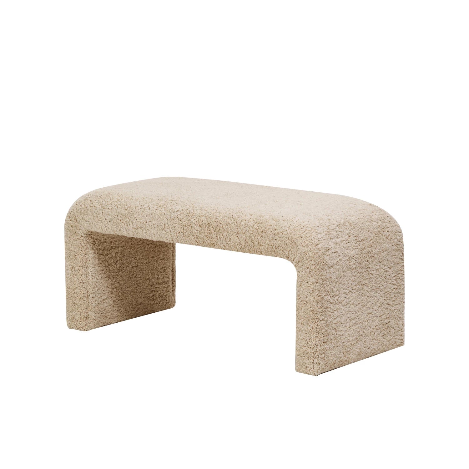 Boucl Fabric Upholstered Waterfall Bench