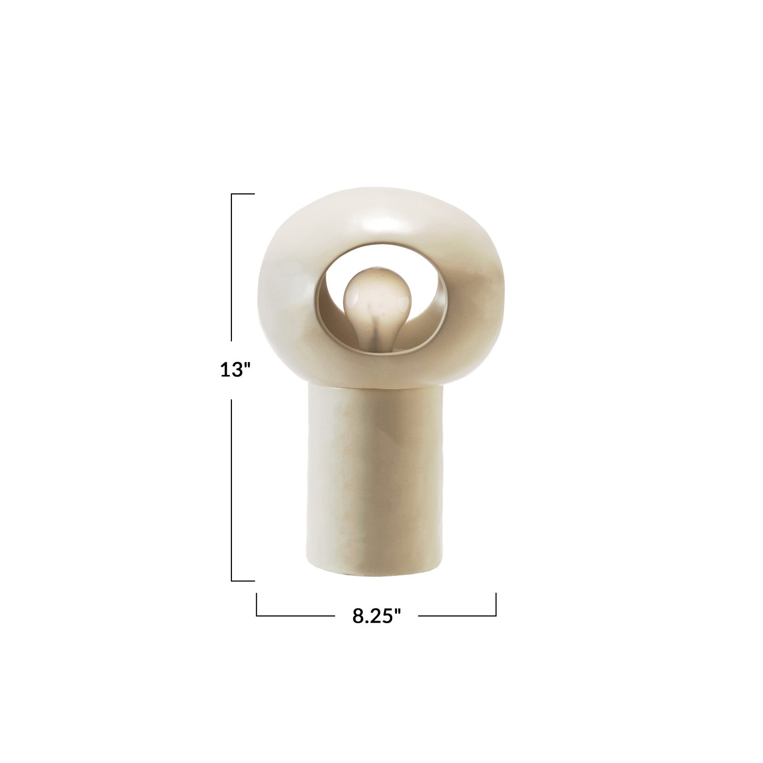 Stoneware Table Lamp w/ Cut-Outs & Inline Switch, Matte Bone Color