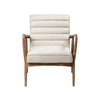 Front view of the Ajax Accent Chair in white textured fabric with a natural oak wood frame