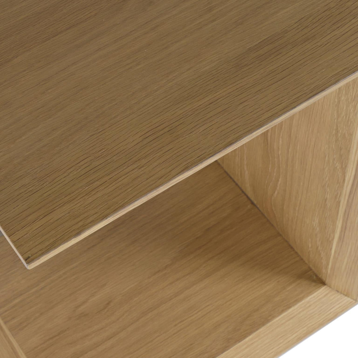 Close-up shot focusing on the high-quality craftsmanship of the beveled edges and the smooth natural wood finish