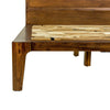 Close-up view of the tapered solid wood leg highlighting the mid-century modern aesthetic