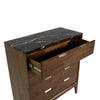 Close-up view of the top drawer open showcasing the smooth metal side glides and high-quality internal joinery
