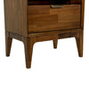 Close-up perspective focusing on the high-quality wood joinery and the elegant taper of the acacia wood support legs