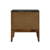 Rear view of the nightstand highlighting the consistent acacia wood finish and sturdy structural assembly