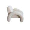 Direct side profile showcasing the seamless transition between the upholstered seat and the arched legs