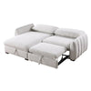 Elevated view of the Amira sectional with the pull-out sleeper mechanism fully extended into a bed.
