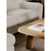 Close-up shot highlighting the soft rounded corners and seamless wood grain construction of the Anders coffee table