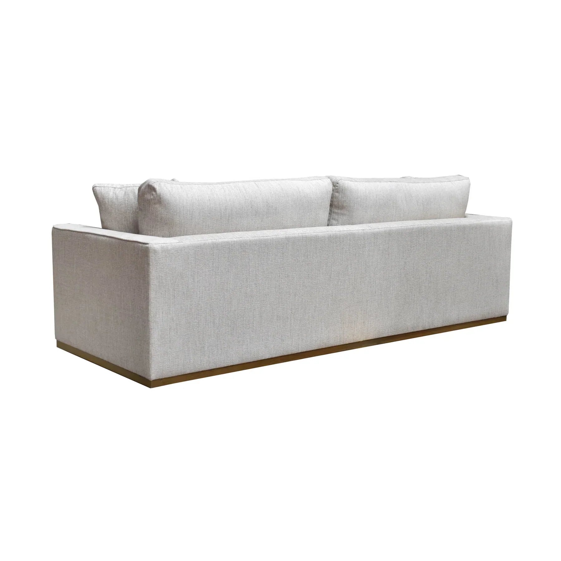 Back corner view of Anderson woven linen sofa