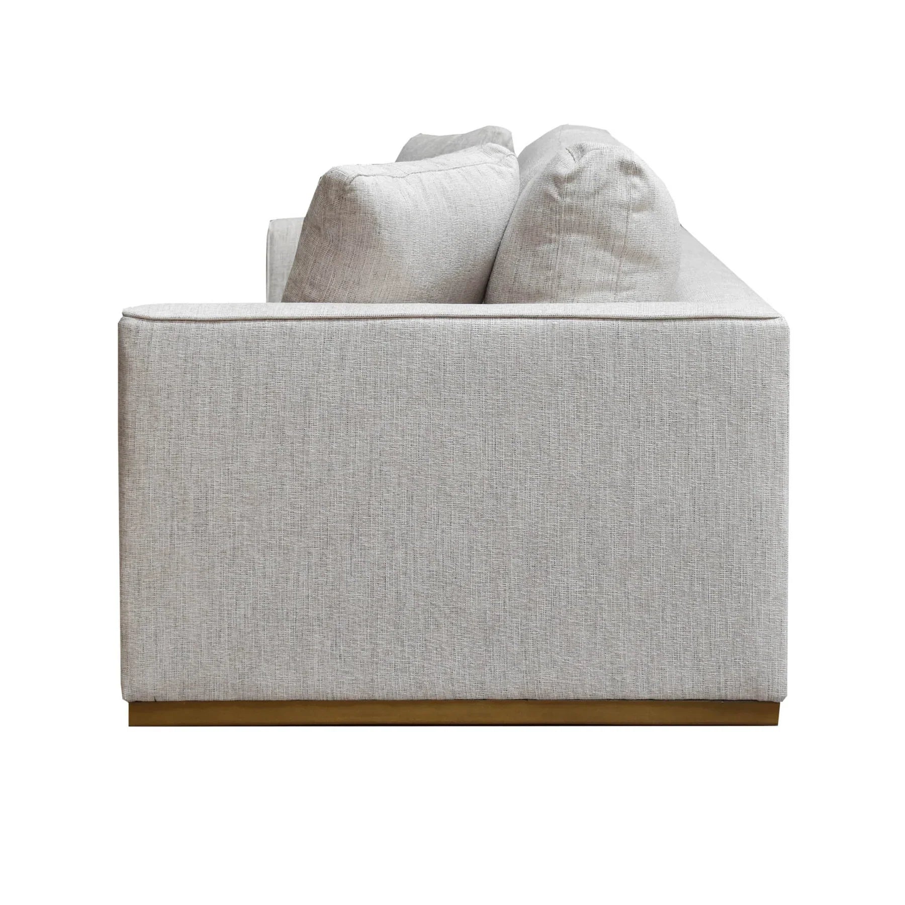 Side view of Anderson sofa with wood base