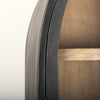 Close-up shot focusing on the seamless joinery of the arched top and the textured matte black finish
