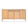 Technical line drawing providing detailed measurements for the sideboard height width and depth