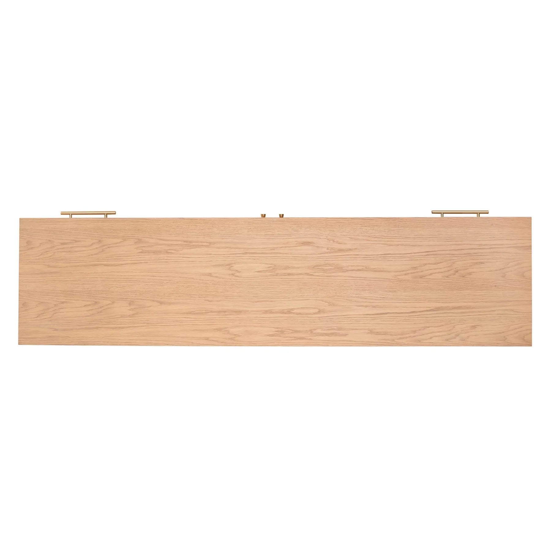 Three-quarter perspective view of the Arizona 4-door sideboard in a natural oak finish featuring two central metal mesh door inlays and tapered wood legs