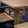 Close-up shot emphasizing the natural imperfections and unique grain patterns of the reclaimed wood surface