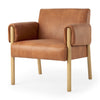 Angled view of Ashton accent chair in cognac leather
