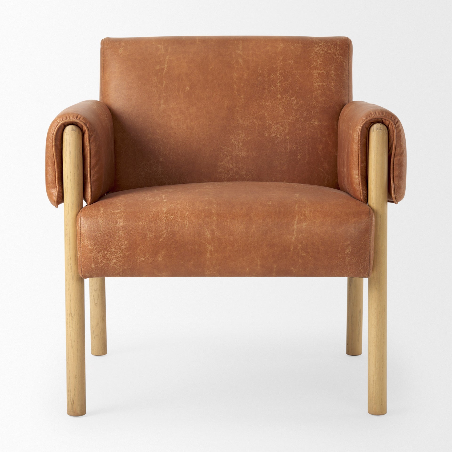 Ashton accent chair in cognac leather with wood legs by Hygge Design House