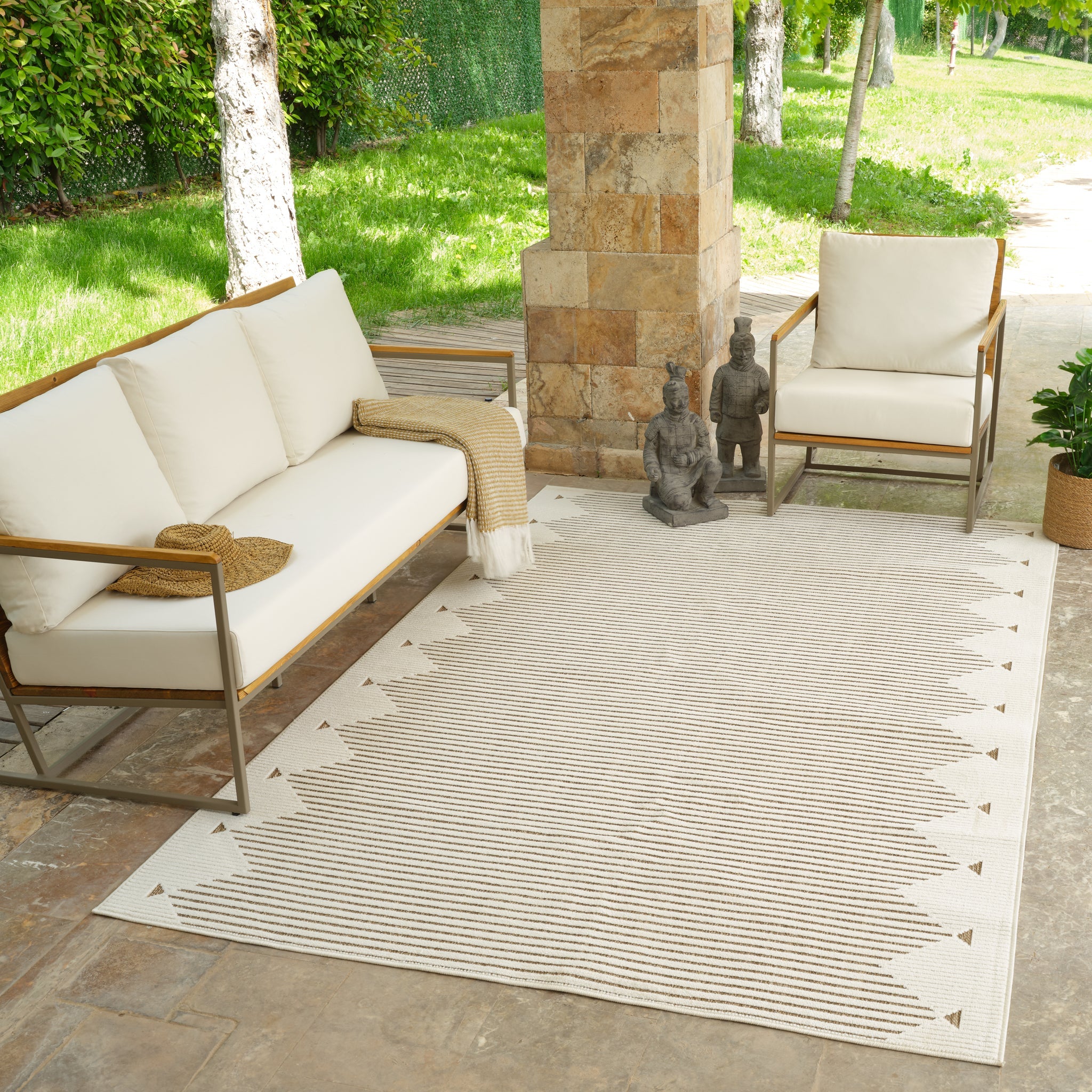 Aurora Beige Tribal Stripe Rug – 5 x 7'-thumbmail-5