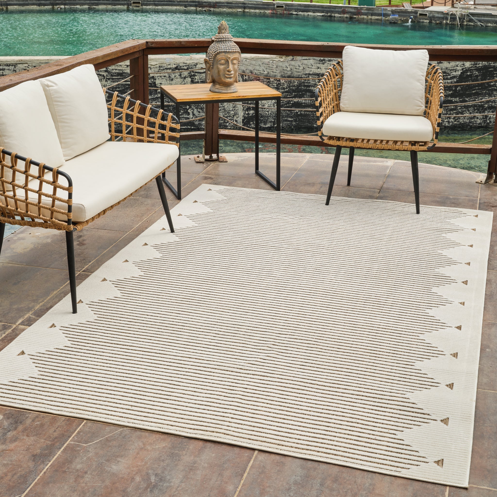 Aurora Beige Tribal Stripe Rug – 5 x 7'-thumbmail-10