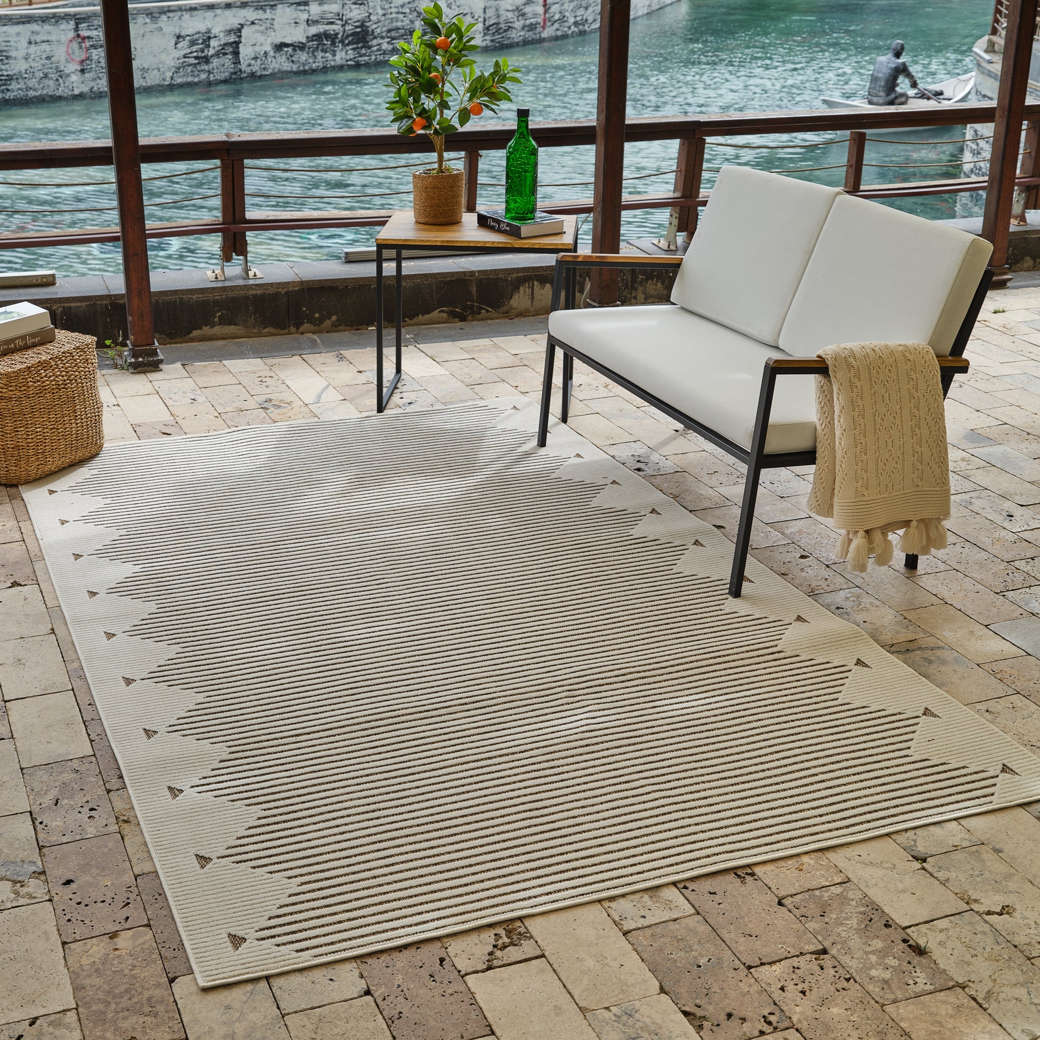 Aurora Beige Tribal Stripe Rug – 5 x 7'-thumbmail-9