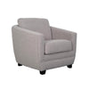 Front angled view of the Baltimo chair variant in light grey textured upholstery