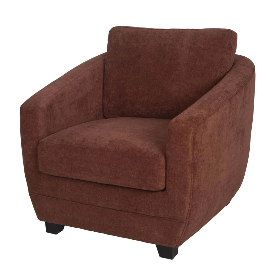 Front angled view of the Baltimo chair variant in a warm rust orange textured fabric
