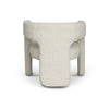 Rear angled view of Bamse accent chair in light fabric