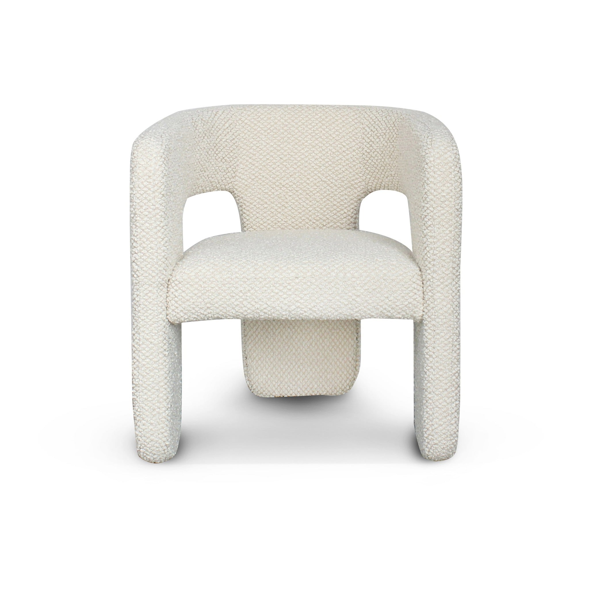 Front view of Bamse accent chair in light fabric