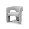 Angled view of Bamse accent chair in grey fabric